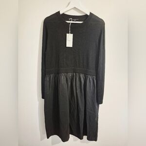 COS Medium Black Merino Wool Midi Dress With Modal Skirt NWT